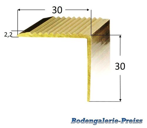 30x30mm Messing-Treppenkantenprofil ungebohrt 250cm