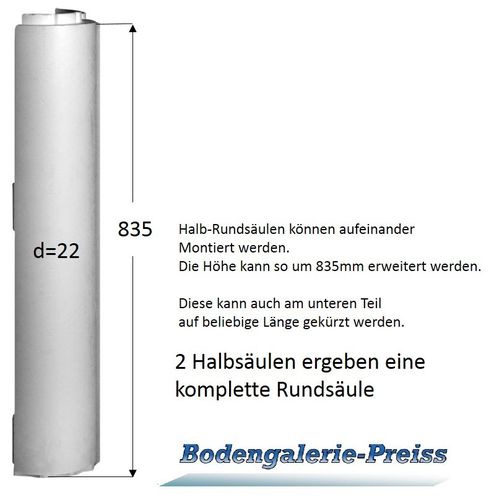 Deko Halb Rundsäule glatt d=220mm